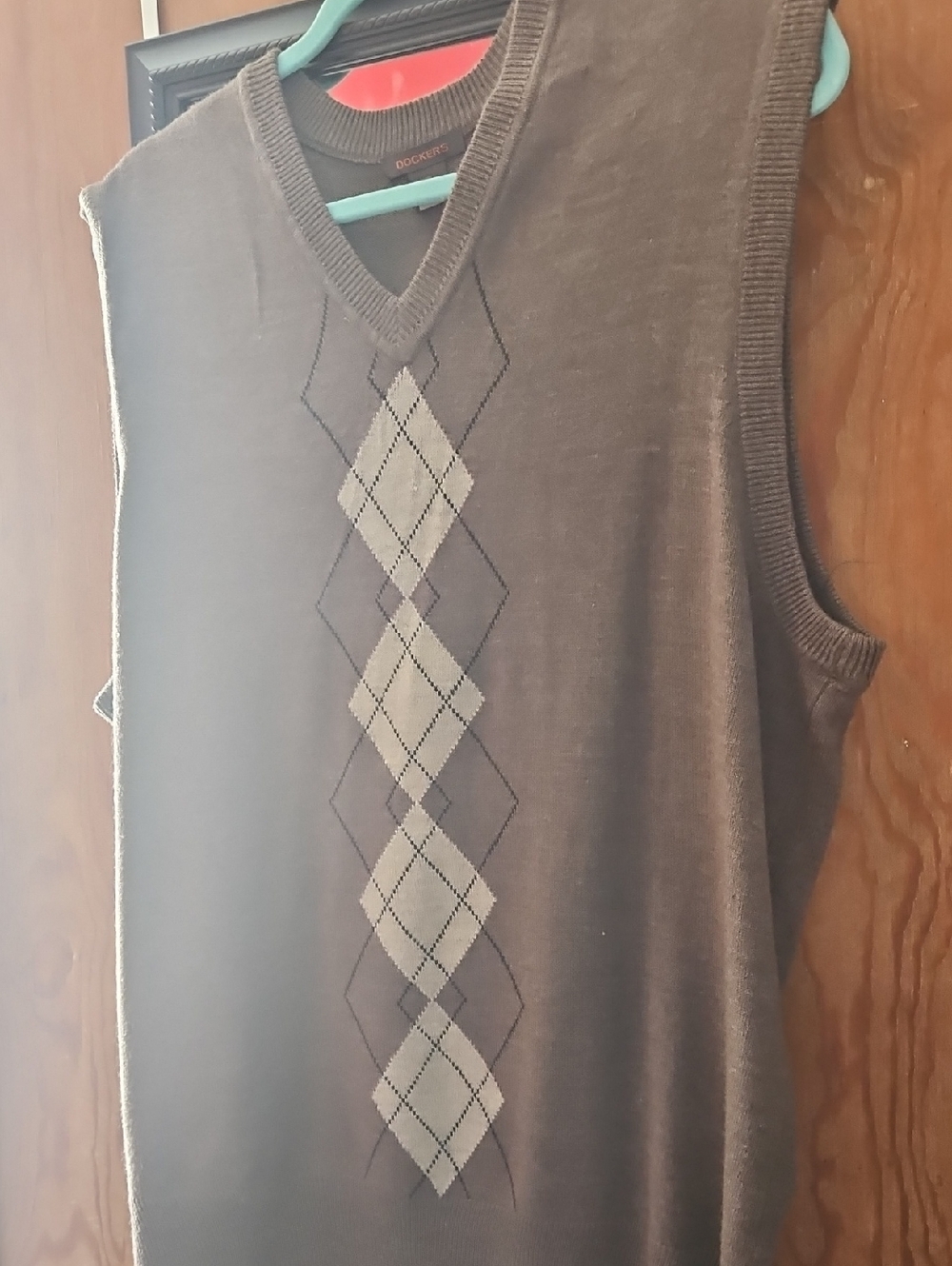 Dockers Brown Argyle V-Neck Sweater Vest